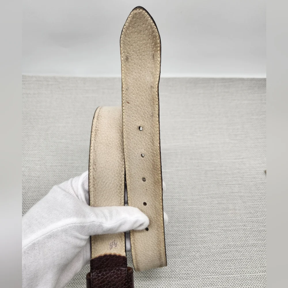 Christian Dior 607 Small Brown Pebbled Leather Belt Gold Color Buckle